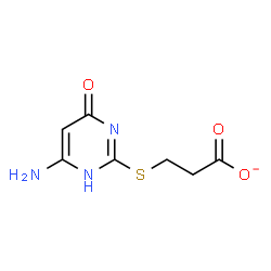 ChemSpider 2D Image | 3-[(6-Amino-4-oxo-1,4-dihydro-2-pyrimidinyl)sulfanyl]propanoate | C7H8N3O3S
