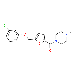 ChemSpider 2D Image | {5-[(3-Chlorophenoxy)methyl]-2-furyl}(4-ethyl-1-piperazinyl)methanone | C18H21ClN2O3