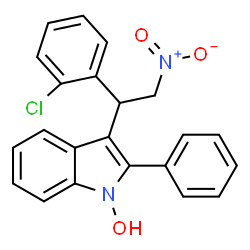 ChemSpider 2D Image | 3-[1-(2-Chlorophenyl)-2-nitroethyl]-2-phenyl-1H-indol-1-ol | C22H17ClN2O3