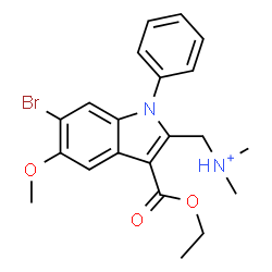ChemSpider 2D Image | [6-Bromo-3-(ethoxycarbonyl)-5-methoxy-1-phenyl-1H-indol-2-yl]-N,N-dimethylmethanaminium | C21H24BrN2O3