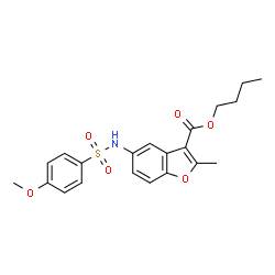 ChemSpider 2D Image | Butyl 5-{[(4-methoxyphenyl)sulfonyl]amino}-2-methyl-1-benzofuran-3-carboxylate | C21H23NO6S
