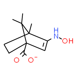 ChemSpider 2D Image | 3-(Hydroxyamino)-4,7,7-trimethylbicyclo[2.2.1]hept-2-ene-1-carboxylate | C11H16NO3