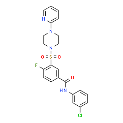 ChemSpider 2D Image | N-(3-Chlorophenyl)-4-fluoro-3-{[4-(2-pyridinyl)-1-piperazinyl]sulfonyl}benzamide | C22H20ClFN4O3S