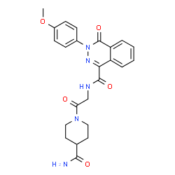 ChemSpider 2D Image | N-[2-(4-Carbamoyl-1-piperidinyl)-2-oxoethyl]-3-(4-methoxyphenyl)-4-oxo-3,4-dihydro-1-phthalazinecarboxamide | C24H25N5O5