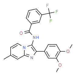 ChemSpider 2D Image | N-[2-(3,4-Dimethoxyphenyl)-7-methylimidazo[1,2-a]pyridin-3-yl]-3-(trifluoromethyl)benzamide | C24H20F3N3O3