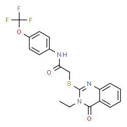 ChemSpider 2D Image | 2-[(3-Ethyl-4-oxo-3,4-dihydro-2-quinazolinyl)sulfanyl]-N-[4-(trifluoromethoxy)phenyl]acetamide | C19H16F3N3O3S