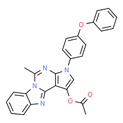 ChemSpider 2D Image | 5-Methyl-3-(4-phenoxyphenyl)-3H-pyrrolo[2',3':4,5]pyrimido[1,6-a]benzimidazol-1-yl acetate | C27H20N4O3