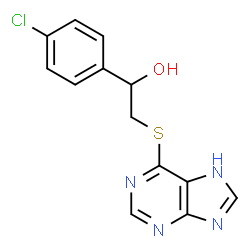 ChemSpider 2D Image | 1-(4-Chlorophenyl)-2-(7H-purin-6-ylsulfanyl)ethanol | C13H11ClN4OS