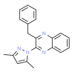 ChemSpider 2D Image | 2-Benzyl-3-(3,5-dimethyl-1H-pyrazol-1-yl)quinoxaline | C20H18N4