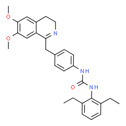 ChemSpider 2D Image | 1-(2,6-Diethylphenyl)-3-{4-[(6,7-dimethoxy-3,4-dihydro-1-isoquinolinyl)methyl]phenyl}urea | C29H33N3O3