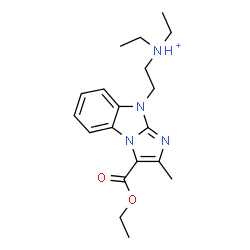 ChemSpider 2D Image | 2-[3-(Ethoxycarbonyl)-2-methyl-9H-imidazo[1,2-a]benzimidazol-9-yl]-N,N-diethylethanaminium | C19H27N4O2