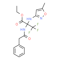 ChemSpider 2D Image | Ethyl 3,3,3-trifluoro-2-[(5-methyl-1,2-oxazol-3-yl)amino]-N-(phenylacetyl)alaninate | C17H18F3N3O4