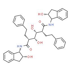 ChemSpider 2D Image | (2R,3R,4R,5R)-3,4-Dihydroxy-N-[(1S,2R)-2-hydroxy-2,3-dihydro-1H-inden-1-yl]-N'-[(2R)-2-hydroxy-2,3-dihydro-1H-inden-1-yl]-2,5-bis(2-phenylethyl)hexanediamide | C40H44N2O6