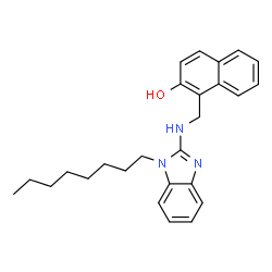 ChemSpider 2D Image | 1-{[(1-Octyl-1H-benzimidazol-2-yl)amino]methyl}-2-naphthol | C26H31N3O
