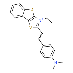 ChemSpider 2D Image | 2-{2-[4-(Dimethylamino)phenyl]vinyl}-3-ethyl[1]benzothieno[2,3-d][1,3]thiazol-3-ium | C21H21N2S2