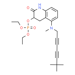 ChemSpider 2D Image | 5-[(6,6-Dimethyl-2,4-heptadiyn-1-yl)(methyl)amino]-2-oxo-1,2,3,4-tetrahydro-3-quinolinyl diethyl phosphate | C23H31N2O5P
