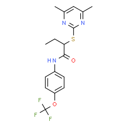 ChemSpider 2D Image | 2-[(4,6-Dimethyl-2-pyrimidinyl)sulfanyl]-N-[4-(trifluoromethoxy)phenyl]butanamide | C17H18F3N3O2S