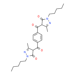 ChemSpider 2D Image | 4,4'-(1,4-Phenylenedicarbonyl)bis(5-methyl-2-pentyl-2,4-dihydro-3H-pyrazol-3-one) | C26H34N4O4