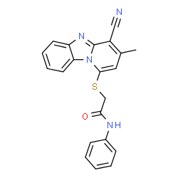 ChemSpider 2D Image | 2-[(4-Cyano-3-methylpyrido[1,2-a]benzimidazol-1-yl)sulfanyl]-N-phenylacetamide | C21H16N4OS