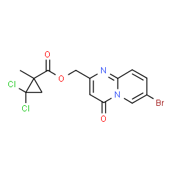 ChemSpider 2D Image | (7-Bromo-4-oxo-4H-pyrido[1,2-a]pyrimidin-2-yl)methyl 2,2-dichloro-1-methylcyclopropanecarboxylate | C14H11BrCl2N2O3
