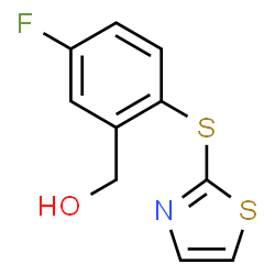 ChemSpider 2D Image | [5-Fluoro-2-(1,3-thiazol-2-ylsulfanyl)phenyl]methanol | C10H8FNOS2