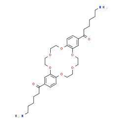 ChemSpider 2D Image | 1,1'-(6,7,9,10,17,18,20,21-Octahydrodibenzo[b,k][1,4,7,10,13,16]hexaoxacyclooctadecine-2,13-diyl)bis(6-amino-1-hexanone) | C32H46N2O8
