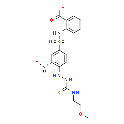 ChemSpider 2D Image | 2-{[(4-{2-[(2-Methoxyethyl)carbamothioyl]hydrazino}-3-nitrophenyl)sulfonyl]amino}benzoic acid | C17H19N5O7S2