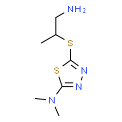 ChemSpider 2D Image | 5-[(1-Amino-2-propanyl)sulfanyl]-N,N-dimethyl-1,3,4-thiadiazol-2-amine | C7H14N4S2