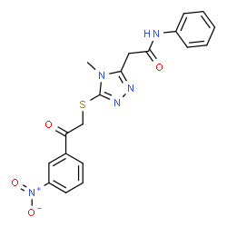 ChemSpider 2D Image | 2-(4-Methyl-5-{[2-(3-nitrophenyl)-2-oxoethyl]sulfanyl}-4H-1,2,4-triazol-3-yl)-N-phenylacetamide | C19H17N5O4S