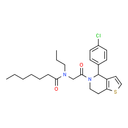 ChemSpider 2D Image | N-{2-[4-(4-Chlorophenyl)-6,7-dihydrothieno[3,2-c]pyridin-5(4H)-yl]-2-oxoethyl}-N-propylheptanamide | C25H33ClN2O2S