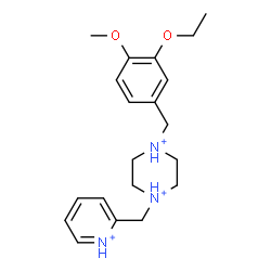 ChemSpider 2D Image | 1-(3-Ethoxy-4-methoxybenzyl)-4-(2-pyridiniumylmethyl)piperazinediium | C20H30N3O2