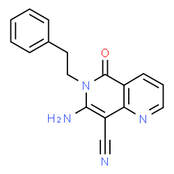 ChemSpider 2D Image | 7-Amino-5-oxo-6-(2-phenylethyl)-5,6-dihydro-1,6-naphthyridine-8-carbonitrile | C17H14N4O