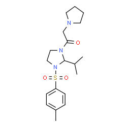 ChemSpider 2D Image | 1-{2-Isopropyl-3-[(4-methylphenyl)sulfonyl]-1-imidazolidinyl}-2-(1-pyrrolidinyl)ethanone | C19H29N3O3S