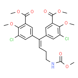ChemSpider 2D Image | Dimethyl 3,3'-{4-[(methoxycarbonyl)amino]-1-butene-1,1-diyl}bis(5-chloro-6-methoxybenzoate) | C24H25Cl2NO8