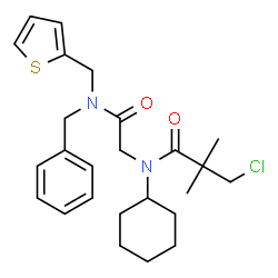 ChemSpider 2D Image | N-{2-[Benzyl(2-thienylmethyl)amino]-2-oxoethyl}-3-chloro-N-cyclohexyl-2,2-dimethylpropanamide | C25H33ClN2O2S