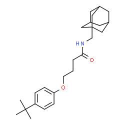 ChemSpider 2D Image | N-(Adamantan-1-ylmethyl)-4-[4-(2-methyl-2-propanyl)phenoxy]butanamide | C25H37NO2
