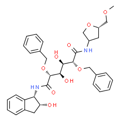 ChemSpider 2D Image | (2R,3R,4R,5R)-2,5-Bis(benzyloxy)-3,4-dihydroxy-N-[(1S,2R)-2-hydroxy-2,3-dihydro-1H-inden-1-yl]-N'-[(5S)-5-(methoxymethyl)tetrahydro-3-furanyl]hexanediamide | C35H42N2O9
