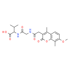 ChemSpider 2D Image | N-[(7-Methoxy-4,8-dimethyl-2-oxo-2H-chromen-3-yl)acetyl]glycylvaline | C21H26N2O7