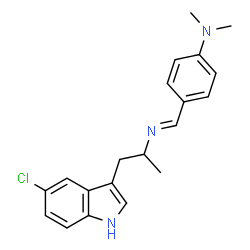 ChemSpider 2D Image | 4-[(E)-{[1-(5-Chloro-1H-indol-3-yl)-2-propanyl]imino}methyl]-N,N-dimethylaniline | C20H22ClN3