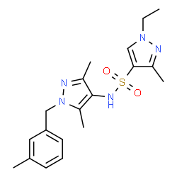 ChemSpider 2D Image | N-[3,5-Dimethyl-1-(3-methylbenzyl)-1H-pyrazol-4-yl]-1-ethyl-3-methyl-1H-pyrazole-4-sulfonamide | C19H25N5O2S