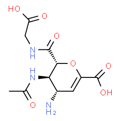 ChemSpider 2D Image | (2R,3R,4S)-3-Acetamido-4-amino-2-[(carboxymethyl)carbamoyl]-3,4-dihydro-2H-pyran-6-carboxylic acid | C11H15N3O7