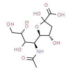 ChemSpider 2D Image | (5R)-5-[(1S)-1-Acetamido-2,3,4-trihydroxybutyl]-3-deoxy-D-glycero-pent-2-ulofuranosonic acid | C11H19NO9