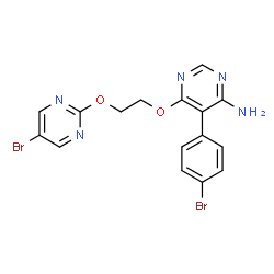 ChemSpider 2D Image | 5-(4-Bromophenyl)-6-{2-[(5-bromo-2-pyrimidinyl)oxy]ethoxy}-4-pyrimidinamine | C16H13Br2N5O2
