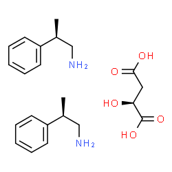 ChemSpider 2D Image | (2S)-2-Hydroxysuccinic acid - (2R)-2-phenyl-1-propanamine (1:2) | C22H32N2O5