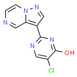 ChemSpider 2D Image | 5-Chloro-2-(pyrazolo[1,5-a]pyrazin-3-yl)-4-pyrimidinol | C10H6ClN5O
