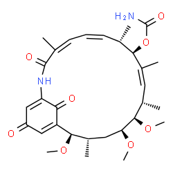 ChemSpider 2D Image | (4Z,6Z,8S,9R,10Z,12S,13R,14S,16S,17R)-13,14,17-Trimethoxy-4,8,10,12,16-pentamethyl-3,20,22-trioxo-2-azabicyclo[16.3.1]docosa-1(21),4,6,10,18-pentaen-9-yl carbamate | C30H42N2O8