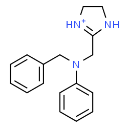 ChemSpider 2D Image | 2-{[Benzyl(phenyl)amino]methyl}-4,5-dihydro-1H-imidazol-3-ium | C17H20N3