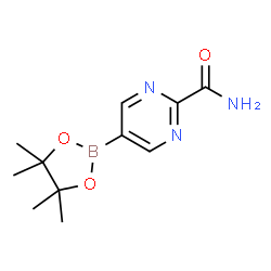 ChemSpider 2D Image | 5-(4,4,5,5-Tetramethyl-1,3,2-dioxaborolan-2-yl)-2-pyrimidinecarboxamide | C11H16BN3O3