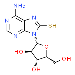 ChemSpider 2D Image | 6-Amino-9-(beta-D-xylofuranosyl)-9H-purine-8-thiol | C10H13N5O4S