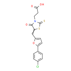 ChemSpider 2D Image | 3-[5-[[5-(4-chlorophenyl)-2-furyl]methylene]-4-oxo-2-thioxo-thiazolidin-3-yl]propanoic acid | C17H12ClNO4S2